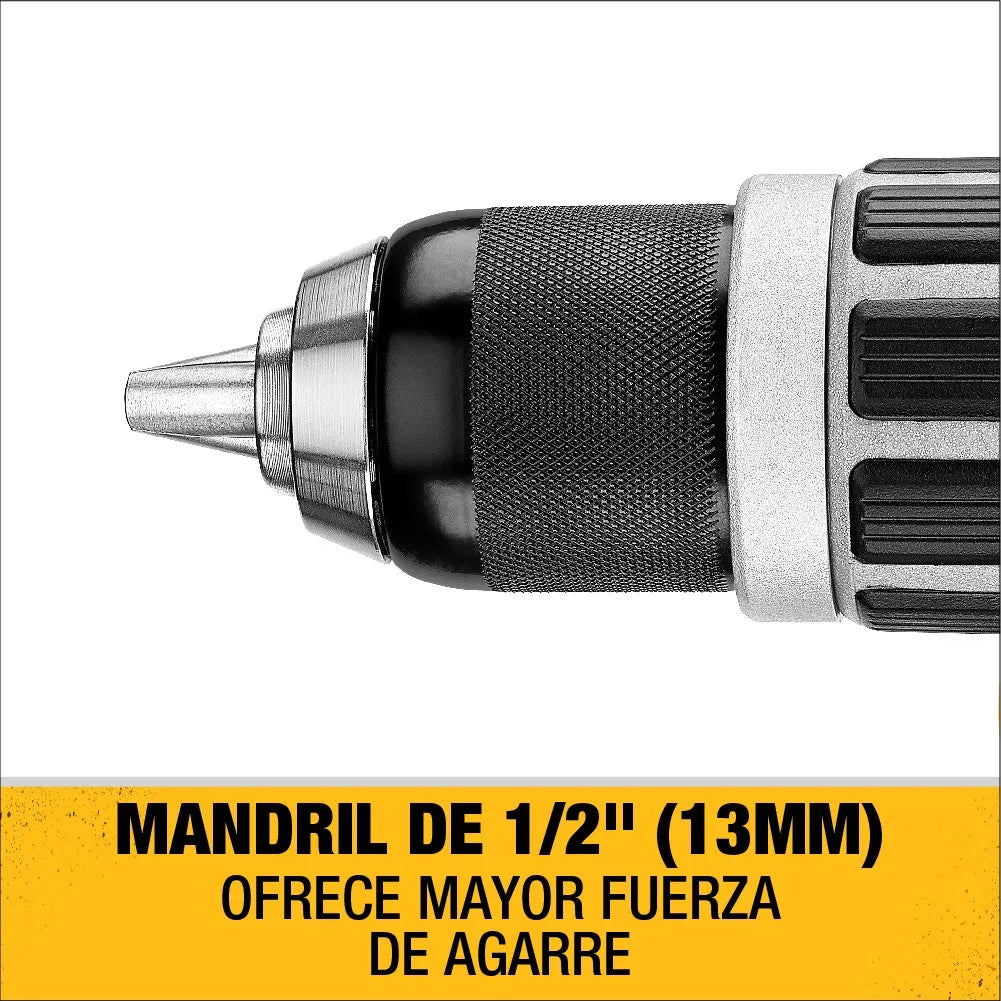 Taladro percutor atornillador inalámbrico de 13mm DeWalt DCD796P1 + 1 batería de 5Ah + accesorio con maletín de transporte