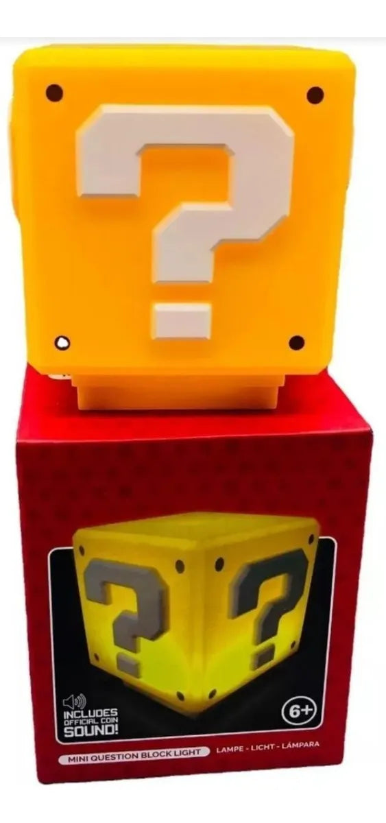 Lampara Cubo Mario Bros Con Luz Led Y Sonido Carga Usb Estructura Amarillo