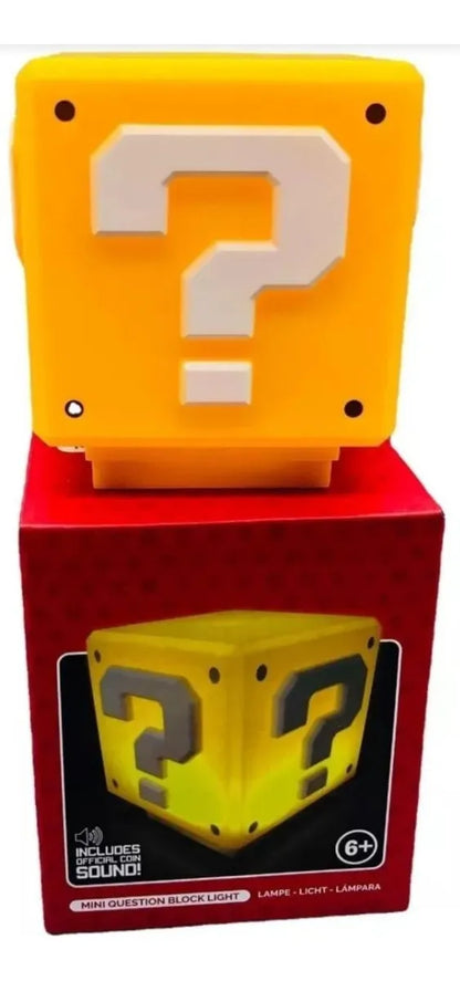 Lampara Cubo Mario Bros Con Luz Led Y Sonido Carga Usb Estructura Amarillo