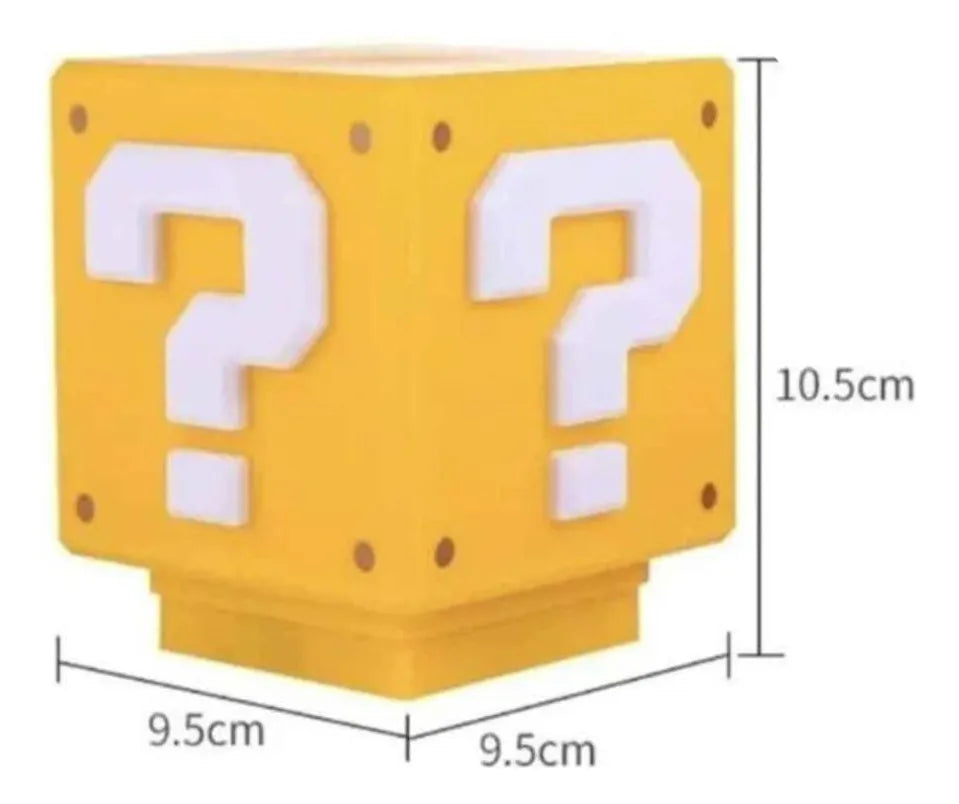 Lampara Cubo Mario Bros Con Luz Led Y Sonido Carga Usb Estructura Amarillo