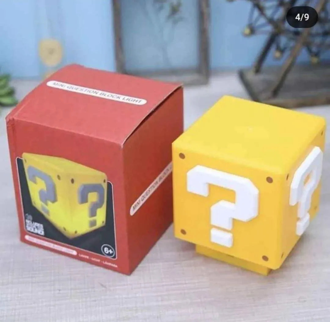 Lampara Cubo Mario Bros Con Luz Led Y Sonido Carga Usb Estructura Amarillo