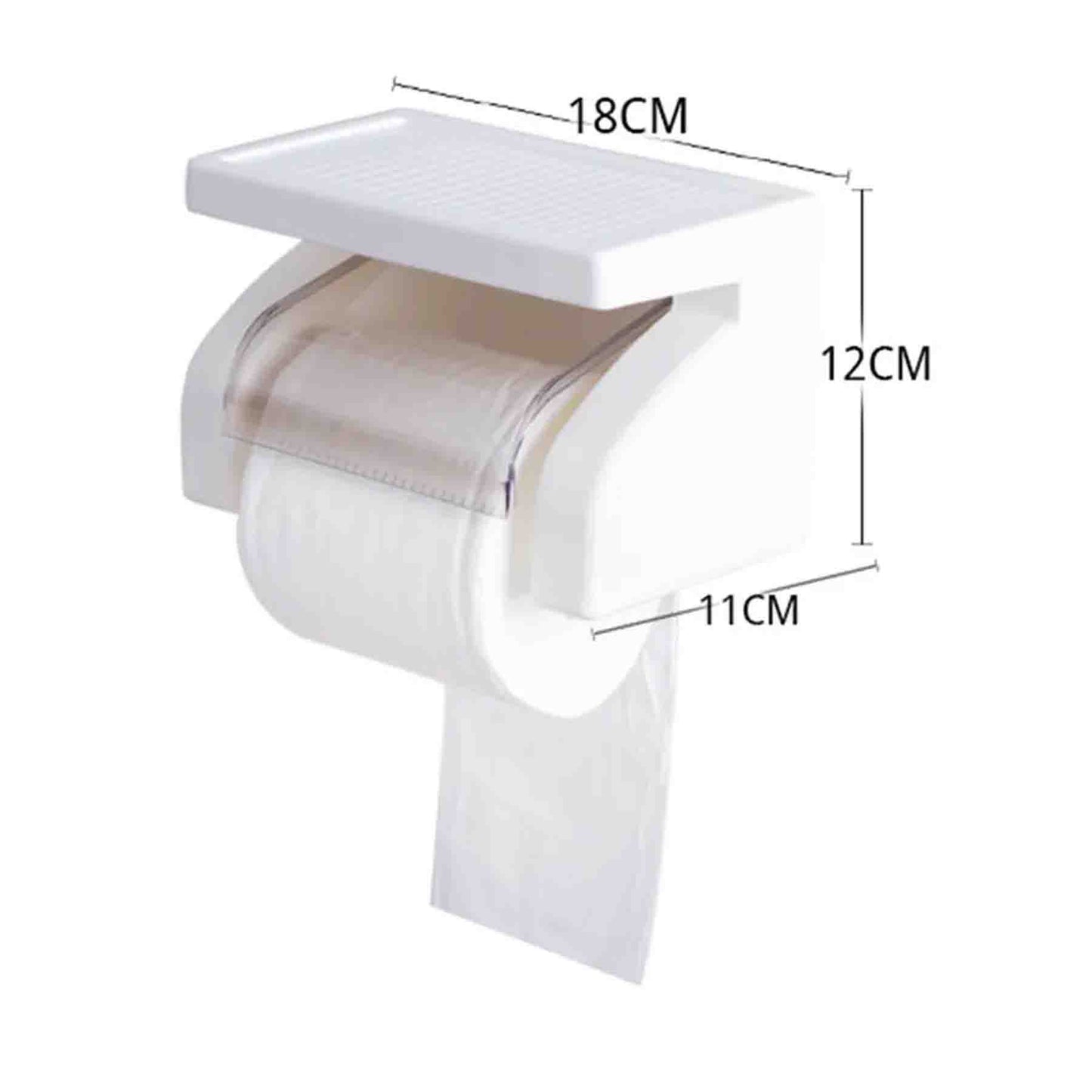 🚿 Porta Rollo de Papel Higiénico con Soporte para Celular y Tapa – Blanco
