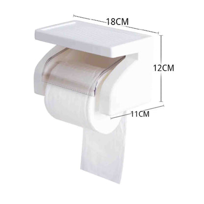 🚿 Porta Rollo de Papel Higiénico con Soporte para Celular y Tapa – Blanco