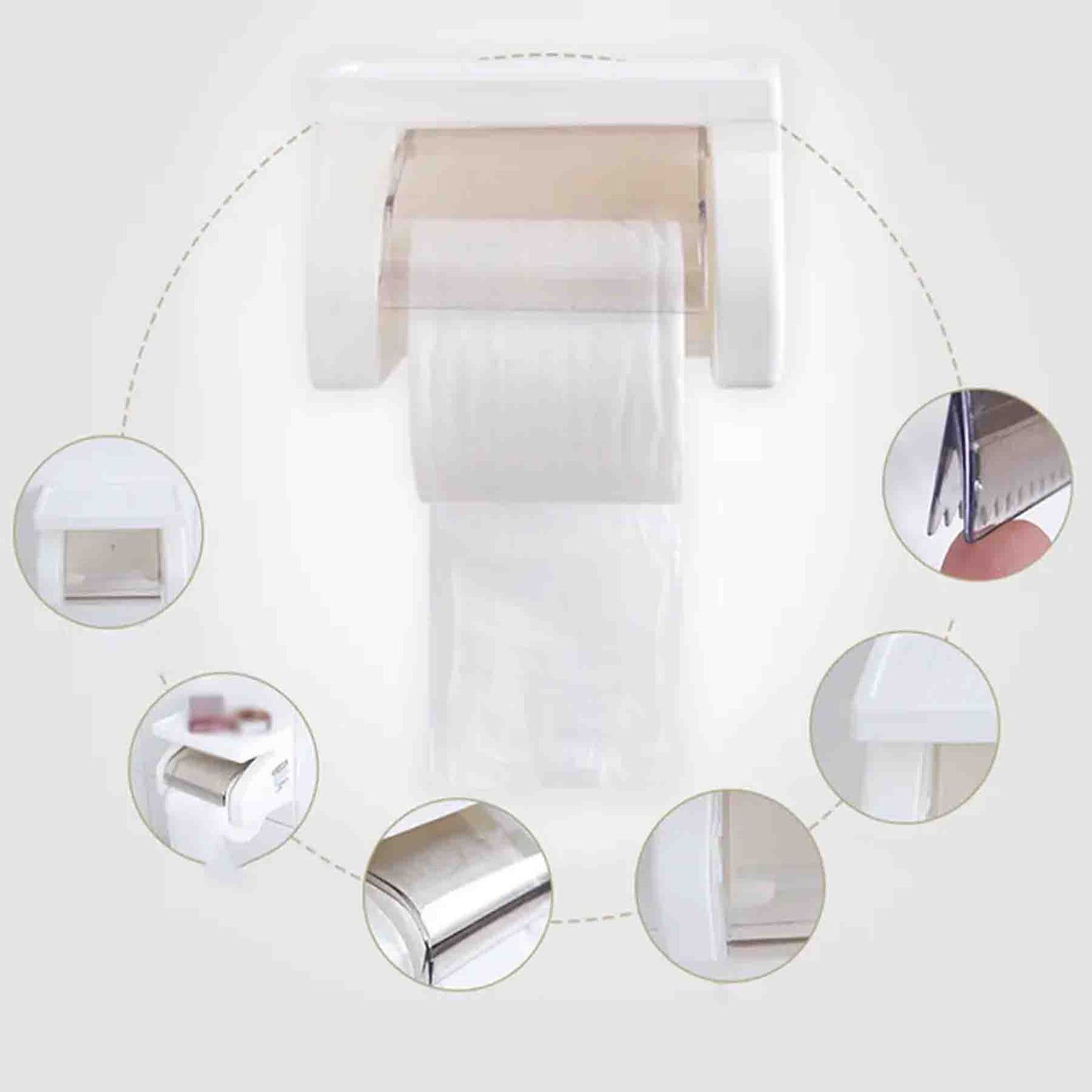 🚿 Porta Rollo de Papel Higiénico con Soporte para Celular y Tapa – Blanco