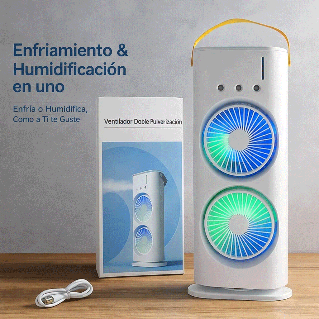 🌬️ BRISA DOBLE FRESCA 2.0 – Ventilador Portátil con Spray Ultrasónico
