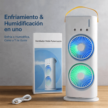 🌬️ BRISA DOBLE FRESCA 2.0 – Ventilador Portátil con Spray Ultrasónico