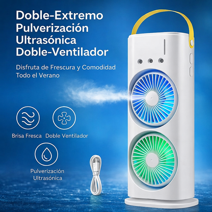 🌬️ BRISA DOBLE FRESCA 2.0 – Ventilador Portátil con Spray Ultrasónico