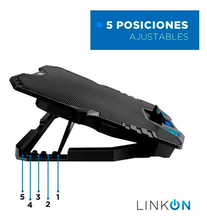 Base Cooler Enfriador para Notebook con 5 Ventiladores y Control LCD