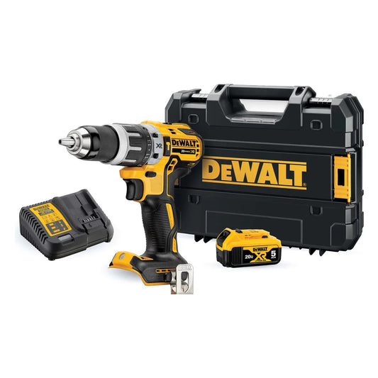 Taladro percutor atornillador inalámbrico de 13mm DeWalt DCD796P1 + 1 batería de 5Ah + accesorio con maletín de transporte